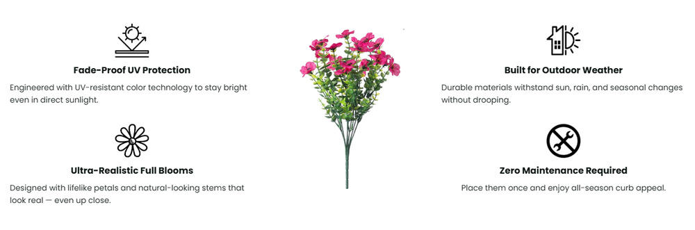 🔥Last Day 50% OFF🔥Realistic UV-Resistant Outdoor Flowers – Zero Maintenance